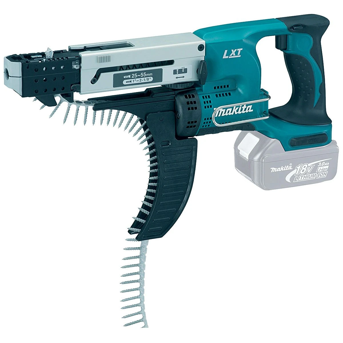 Makita DFR550RMJ 18V Li-Ion Accu Schroefautomaat / Bandschroefmachine Set (2x 4.0Ah Accu) In Mbox - 25-55mm - Afbeelding 2