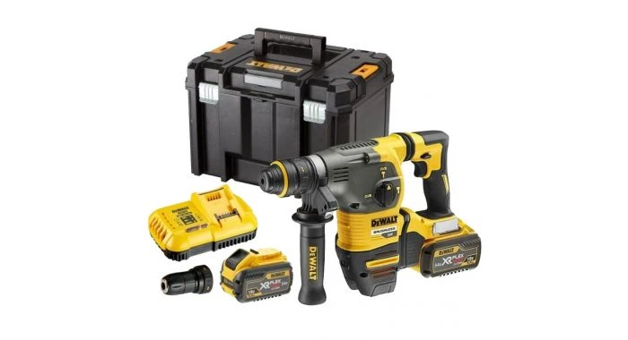 DeWalt DCH334X2 18V / 54V Li-Ion XR Flexvolt Accu SDS-plus Combihamer Incl. Snelspanboorkop Set (2x 9.0Ah Accu) In TSTAK - 3,5J - Koolborstelloos - DCH334X2-QW