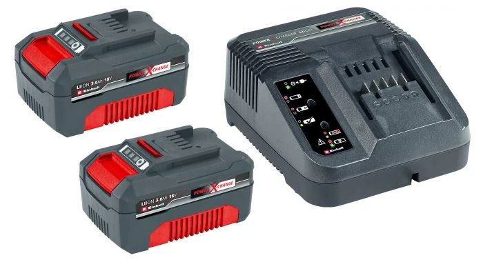 Einhell 4512098 18V Power-X-Change Li-Ion Accu Starterset (2x 3.0Ah) + Lader