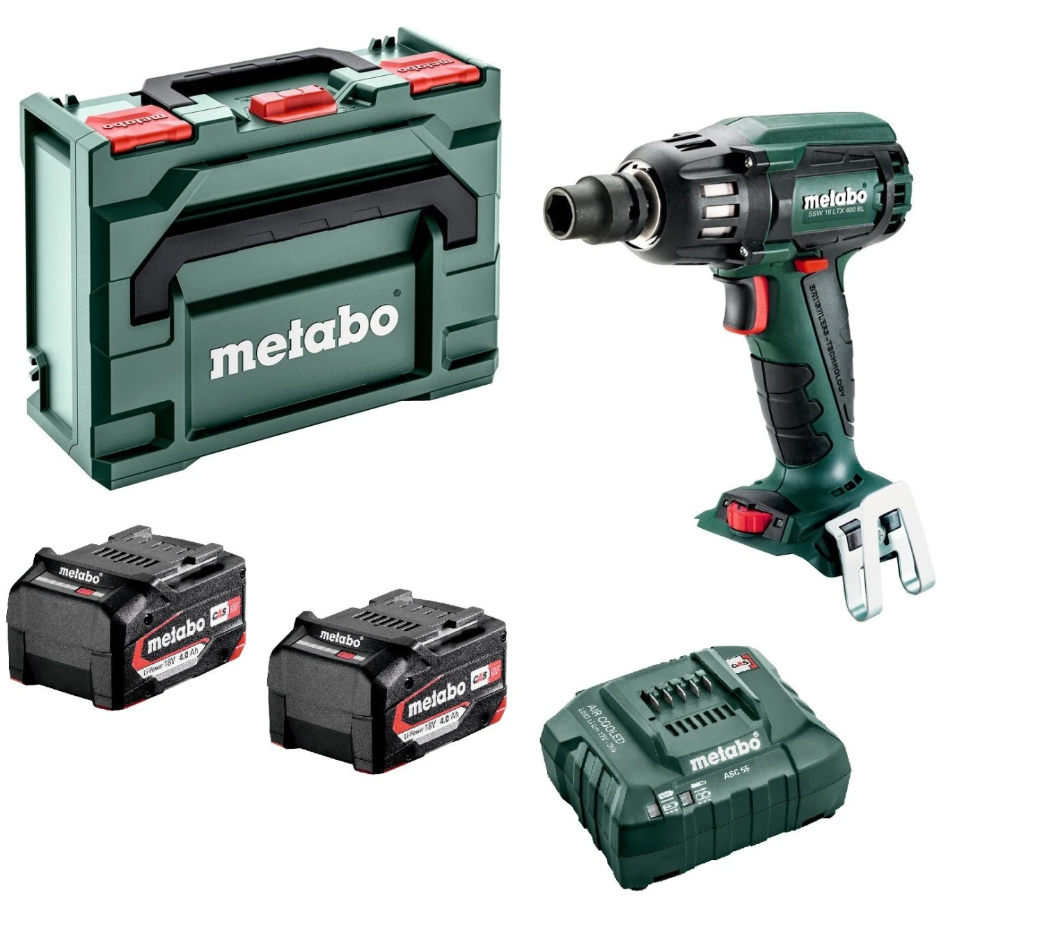 Metabo SSW 18 LTX 400 BL 18V Li-Ion Accu Slagmoersleutel Set (2x 4.0Ah Li-Power Accu) In MetaBox - 400Nm - 1/2" - Koolborstelloos - 602205500